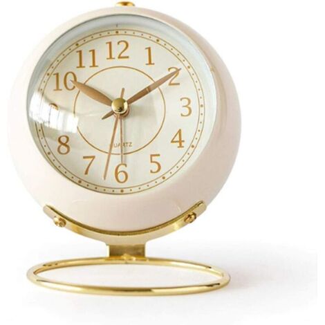 Horloge en métal avec base en verre convexe (blanche) - convient pour une utilisation à la maison ou au bureau. (1/5)