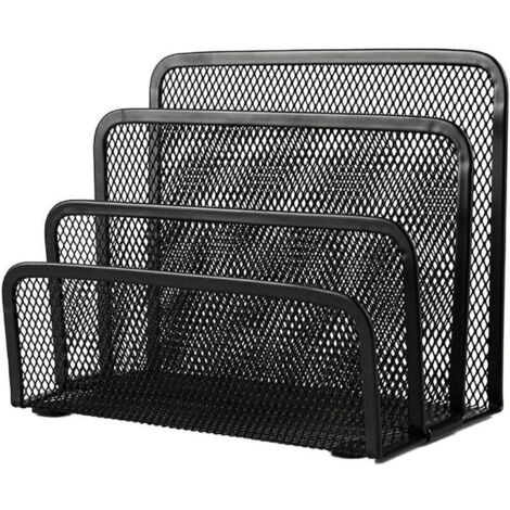 Plateau à courrier en maille métallique, porte-documents, porte-revues en maille métallique, trieur de bureau, porte-documents, organiseur de rangement à 3 niveaux (1/5)