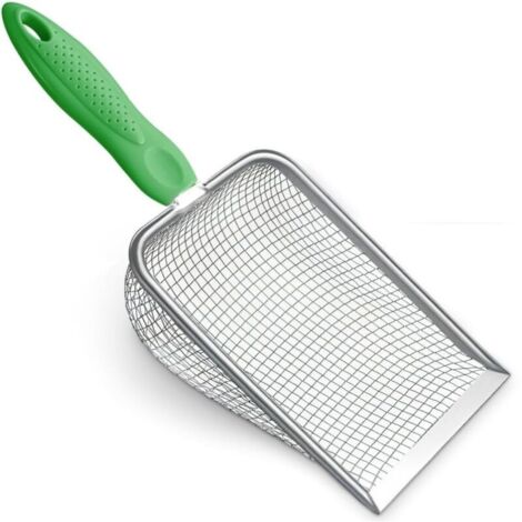 Pelle à litière pour chat en maille d'acier inoxydable, facile à nettoyer (verte) (1/5)