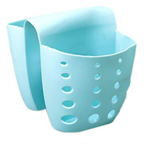 Lot de 1 porte-éponges pour évier, en trou d'évacuation, organisateur de rangement multifonctionnel pour brosse et savon, pour la cuisine, bleu (1/5)