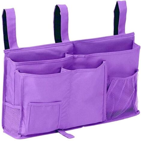 1 Sac de rangement pour lit superposé(Violet), sac de rangement pour lit suspendu, 8 poches, pour lit de chambre d'étudiant, lit d'hôpital, barreaux de lit pour bébé, 600D Oxford Cloth (1/4)