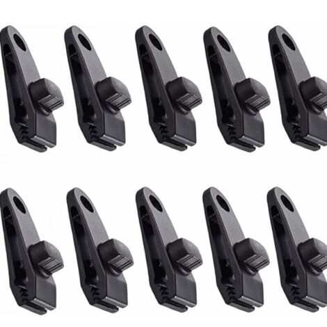 Lot de 10 clips pour bâche, auvent, crochet noir (1/5)
