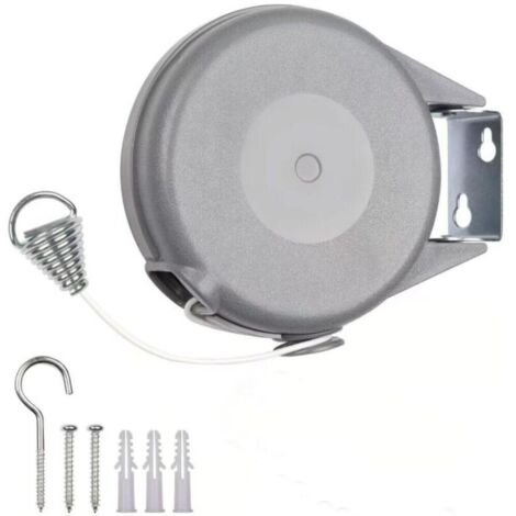 Corde à Linge Rétractable de 12 m pour Vêtements, Étendoir à Linge très Robuste et Résistant, Mécanisme Rétractable Automatique, Installation Facile sur Murs, Séchoir de Jardin (1/4)