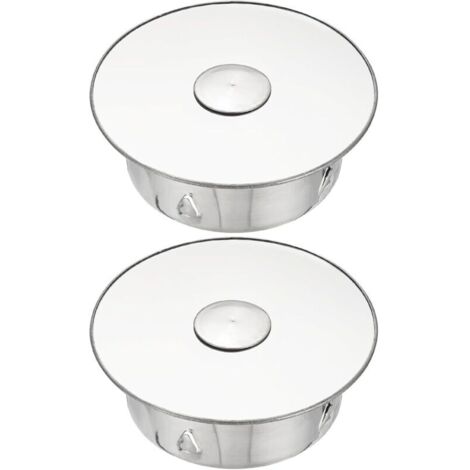 Lot de 2 Bouchon pour Tuyau, Cache-trou de cheminée, Cache Tuyau, Couvercle De Trou De Cheminée,Bouchon Cheminée Perforé en Acier Inoxydable Ø 75mm Profondeur 42mm, argent (1/5)