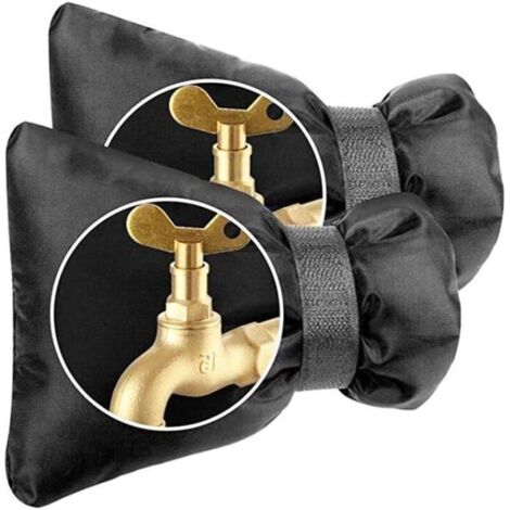 Lot de 2 Housses de Robinet d'extérieur épaisses Contre Le Gel - Isolation Thermique - pour l'hiver - Noir 15×21CM 3 couches de protection (1/5)