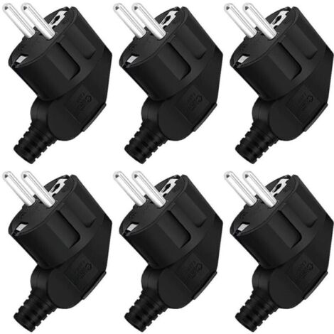 Prise de courant, prise de courant mâle 6 pièces, fiche d'alimentation mâle 250 V 16 A, prise mâle étanche extérieure, adaptée aux câbles de 8 à 10 mm, fiche noire (1/4)