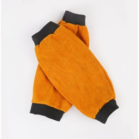Lot de 2 manchons longs en cuir anti-brûlure et anti-projections de soudure pour le jardinage (1/3)