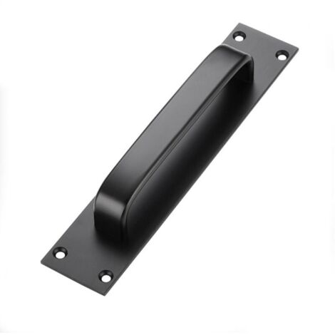 Poignée de porte coulissante, poignée de porte d'armoire, poignée décorative, pour portes lourdes, portes extérieures, portes intérieures (noir) (1/4)