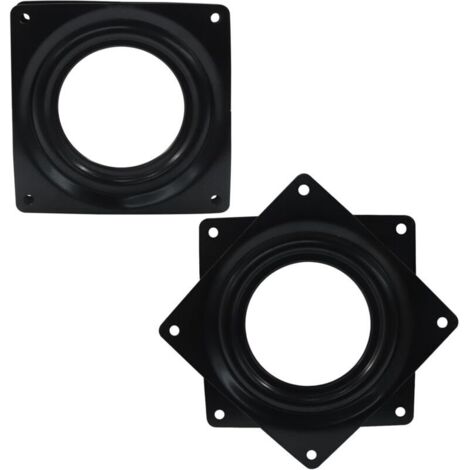 Lot de 2 Plateau tournant de 9,4 cm (4 pouces), support pivotant, plateau tournant rond, pour bureau, noir. (1/5)
