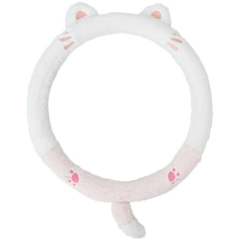 (Chat) Housse de volant en peluche pour voiture, housse de volant universelle 15 pouces (38 cm), protection de volant de voiture, housse de volant de voiture, housse de volant en peluche (1/5)