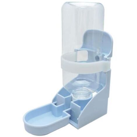 Bouteille d'eau pour cage pour chien, distributeur d'eau portable 2 en 1, 500 ml, utilisé pour l'eau douce, fontaine automatique amovible pour chats (bleu) (1/5)