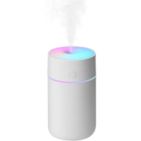 Humidificateur pour chambre à coucher avec lumières colorées, 2 modes de brumisation, silencieux, facile à nettoyer, petit et portable pour plantes, bébé, voiture, voyage et bureau (blanc) (1/5)