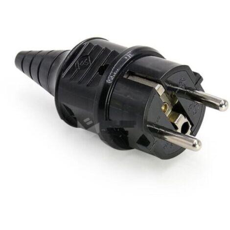 Prise électrique mâle 250 V 16 A pour câble de 6 à 16 mm, indice de protection IP44, convient pour une utilisation en intérieur, noir (1/4)
