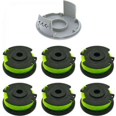 Bobine de rechange 6 pièces pour débroussailleuses Ryobi. Bobine de rechange pour débroussailleuses sans fil RLT36B33 et RY36LT33A-0 (6 bobines + 1 capuchon). (1/3)