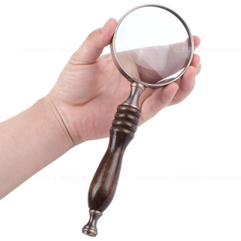 Loupe de lecture 10x en cuivre antique avec manche en bois et verre véritable, la meilleure loupe de lecture pour les personnes âgées atteintes de dégénérescence maculaire (1/3)