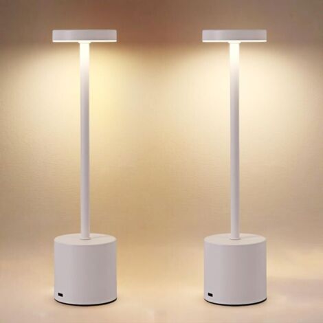 Lot de 2 lampes de table rechargeable, lampe de bureau LED portable, lampe de table sans fil - éclairage à intensité variable en 3 couleurs(noir) (1/5)