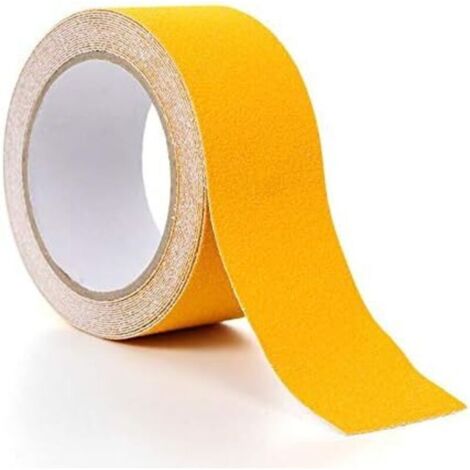 Bande Antidérapante Escalier,Ruban Antidérapant Adhésif,Ruban Autocollant Anti-Dérapante,Bande Sécurité Antidérapant,Aux Escaliers Intérieurs et Extérieurs,Imperméable 5cm×5m Jaune (1/4)