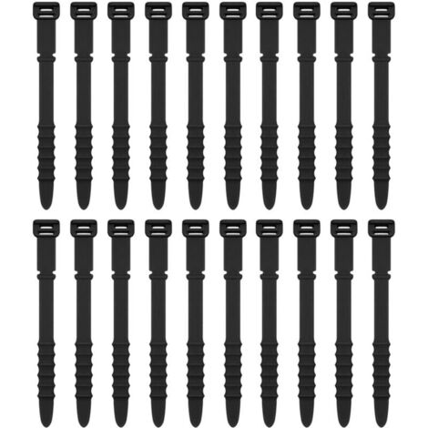 Lntyq Attaches Câble Silicone Réutilisables Serre Cable, 11,3cm Organisateur Cable, Attache Cable Electrique Pour USB Cable Management, Range Cable Bureau, Gestion Câbles PC(11,3cm, 20Pièces, Noir) (1/5)