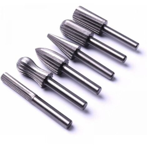 Lntyq 6 pièces 6mm 1/4 "jeu de limes à fraises rotatives en acier pour métal plastique bois pierre meulage ébavurage (1/4)