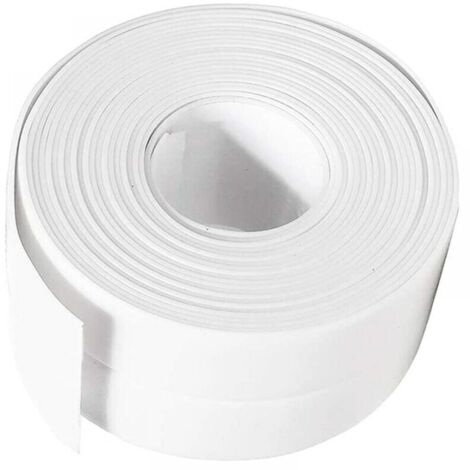 Lntyq Joint Silicone Blanc Salle de Bain, Ruban d'étanchéité,Bande Etancheite Autocollanteétanche PE pour Baignoire,Douche,Toilettes,Cuisine,Evier,Sol,Mur,Coin de Protection-Blanc,3.8 cm5m (1/5)