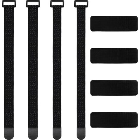 Lntyq Sangles Élastiques, Lot de 4 Sangles de Vélo Elastiques avec Fermtures Crochet et Boucle, Sangle Élastique avec Boucle Anti-Glisse pour Organisation de Câbles et Tubes de Vélos, 2 Tailles (1/5)