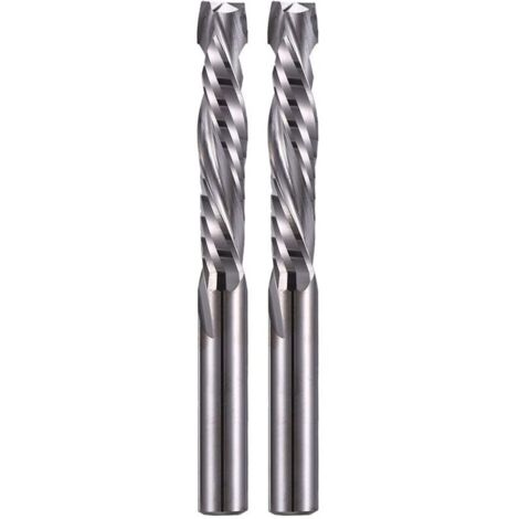 Lntyq – Lot de 2 fraises hélicoïdales de compression 6 mm – Tige 6 mm – Longueur de coupe 32 mm – Pour bois dur et acrylique – Haute précision CNC (1/5)