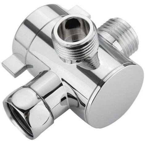 Lntyq 3 Voies Soupape,G1/2in Inverseur de Douche à Trois Voies avec Valve d'arrêt,Valve Adaptateur en Forme de T,Adaptateur Douche Accessoire pour Pomme de Douche à Main/Pommeau Fixe Chromé 1PCS (1/5)