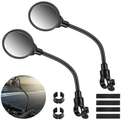 Lntyq 2 Rétroviseurs de Vélo Grand Angle Rotatifs à 360°, Rétroviseurs de Sécurité Convexes en Acrylique pour Guidon de 22 à 32 mm, Accessoires pour Tous Vélos, Motos