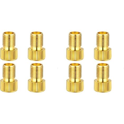 Lntyq Lot de 8 Embout Pompe Velo, Embout de Gonflage, Adaptateurs pour Valve de Vélo Presta vers Schrader, en Laiton