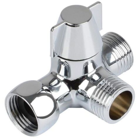 Lntyq Valve 3 Voies en Laiton, Valve 3 Voies en G1/2, Douche Inverseur 3 Voies, Vanne de Dérivation de Douche à 3 Voies, Vanne DéRivation Douche à 3 Voies pour Douche, Douchette Et Bras De Douche Inve (1/5)