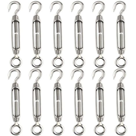 Lntyq 12 pièces tendeur de fil de tendeur M4 crochet et oeil tendeur de tendeur 304 tendeurs en acier inoxydable Tension de corde robuste (1/5)