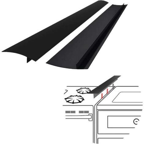 Lntyq Lot de 2 bandes de protection en silicone pour cuisinière - 63,5 cm - Pour cuisinières à gaz, plaques de cuisson et comptoirs - Faciles à nettoyer, résistantes à la chaleur - Noir