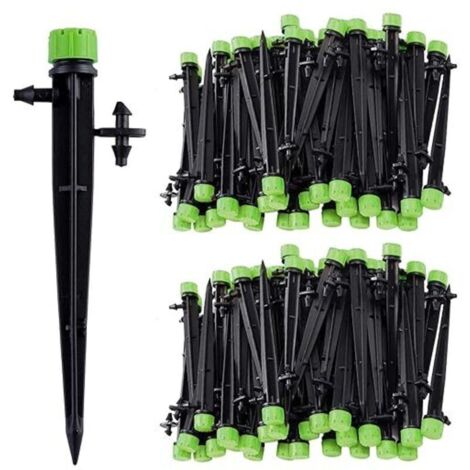 Lntyq 100 pcs Micro Arroseur d'irrigation Goutte à Goutte, 360 degrés 8 Trous Arroseur d'irrigation à Débit d'eau pour Tuyau 4/7, adapté au système d'irrigation Goutte à Goutte de Jardin, Vert (1/5)