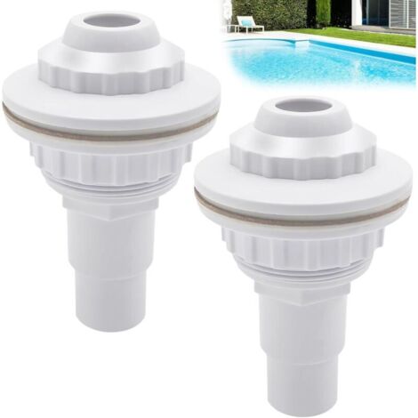 Lntyq Lot de 2 buses d'entrée de piscine, raccord de tuyau 32 mm/38 mm, accessoires de nettoyage de piscine, buse de retour avec tête pivotante, dispositif de retour de piscine (1/5)