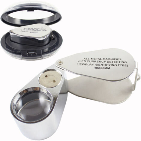 Lntyq Loupe de Bijoutier 40X,Loupe Bijoutier avec Lumière,Loupe de Poche,Loupe Pliante en Métal pour Diamants, Bijoux, Pièces de Monnaie, Timbres, Le Travail de près (1/5)