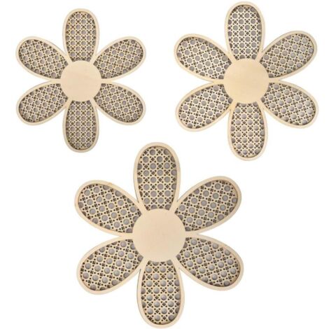 Lntyq 3 Décoration Murale Bohème En Forme De Marguerite,Décoration Murale Daisy,Boho Daisy Décoration Murale en Bois,Décoration Murale Boho Daisy (1/4)