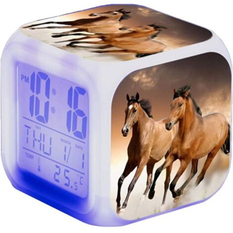 Lntyq Réveil Cheval - LED - Alarme Animale - avec lumière - Brillant dans la Nuit - pour Enfants et Adultes - Cadeaux d'anniversaire pour Enfants Adultes (1/4)