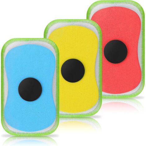 Lntyq 3 gommes lavables pour tableau noir, Effaceur de tableau magnétique Gomme pour tableau blanc Gomme sèche Effaceur de craie réutilisable pour craie Marqueurs salle de cours(Bleu + Jaune + Rouge) (1/5)