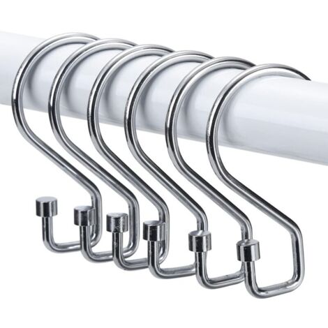 Lntyq Anneaux Rideaux Douche, Lot de 12 Crochets en Forme de S Antirouille, Crochets Polyvalents pour Rideaux de Douche, Ustensiles de Cuisine, Vêtements, Serviettes (Argent) (1/5)