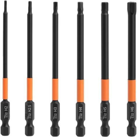Lntyq 6pcs 100mm Embout Allen Visseuse Hex Tige Tournevis en Acier S2 Embouts de Tournevis Magnétiques à Queue de 1/4 Pouce (1/5)