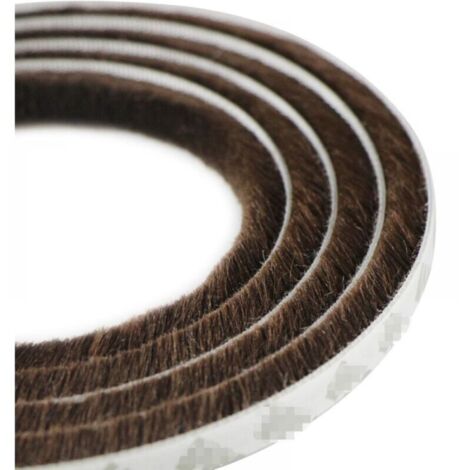 Lntyq Bande de brosse anti-poussière auto-adhésive pour portes et fenêtres mobiles 9 mm x 15 mm (marron) (1/4)