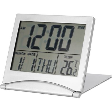 Lntyq Réveil Numérique Pliable LCD Horloge Digitale, Portable Pliant Voyage NuméRique LED RéVeil avec Date Jour et Heure pour Salon Bureau Chambre