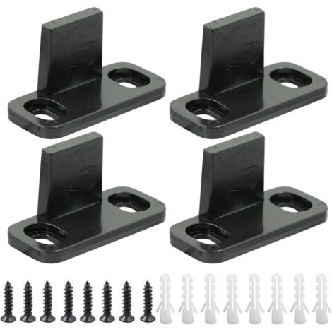 Lntyq Lot de 4 guides de guidage au sol pour porte coulissante - En plastique réglable - Pour porte coulissante en verre, porte d'armoire, porte de grange, porte en bois - Noir
