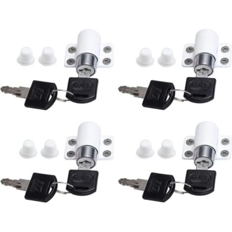 Lntyq 4pcs Verrous de Fenêtre Porte Coulissante Patio Embrailleur Bloc Baie Vitrée Coulissante Verrouillage Coulissant Serrure Porte Coulissant Restricteur avec Clé ,Blanc