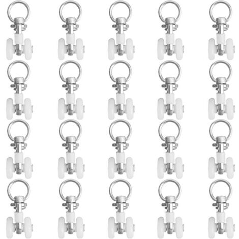 Lntyq 20pcs Rouleaux de Rail de Rideaux,Rouleaux de Rail,Rouleaux de Tringle à Rideaux GlissièRes,Poulie Silencieuse,Rail de Rideaux FenêTre Double Rail Rouleau,pour Rails de Rideau de Windows