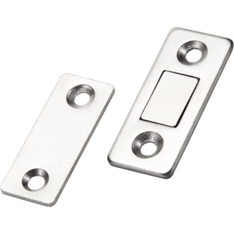 Lntyq Loquet magnétique pour porte de placard Jiayi Lot de 2 loquets magnétiques ultra fins en métal Fermeture adhésive aimantée Aimant puissant pour portes coulissantes Tiroirs Fenêtre Armoire (1/4)