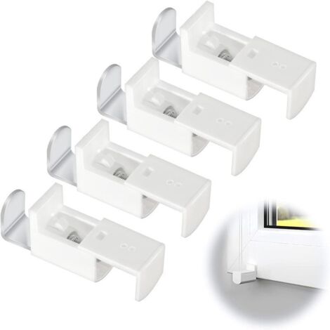 Lntyq 4 Pièces Supports de Serrage Plissés de Rechange Stores Térieurs Reglable Fixation Store Venitien Sans Percage Support de Pince Accessoire pour Serrage Stores Plissés Blanc