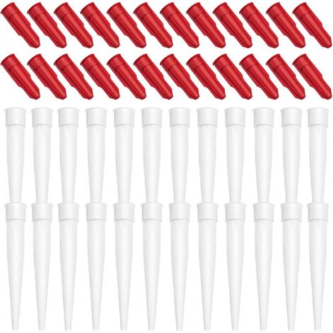 Lntyq 24 Pièces Ensemble de Bouchons de Buses de Calfeutrage, Embouts de Cartouche Embout Cartouche Silicone,Bouchons De Calfeutrage Outil D'Étanchéité,Embout Silicone,Joint Silicone(24 Blanches,24 Ro (1/5)