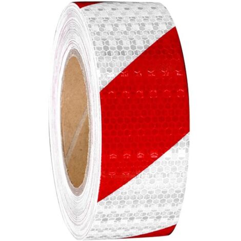 Lntyq Bande D'avertissement,Bande Réfléchissante,Bande Réfléchissante Autocollante,Ruban Adhésif Réfléchissant Avertissement,Rubalise Rouge et Blanc Ruban de Signalisation,pour L'avertissement de Sécu (1/4)