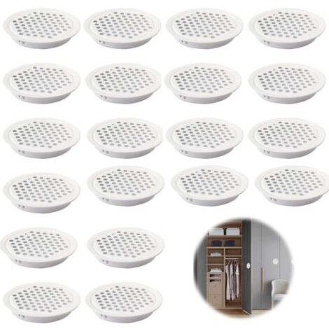 Lntyq Grille D'aération Trou Inox Blanc Ronde 20 Pièces Grille Ventilation pour Cuisine Armoire Meubles 35mm Grille Aeration Pour Armoires, Bibliothèques, Penderies, Armoires à Chaussures, Caves à Vin (1/5)